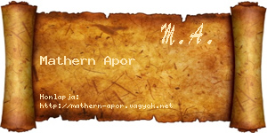 Mathern Apor névjegykártya